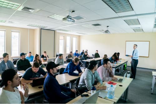 students participating in lecture